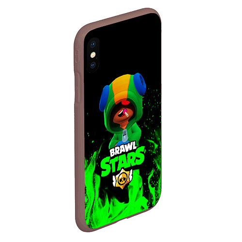 Чехол iPhone XS Max матовый Brawl Stars LEON / 3D-Коричневый – фото 2