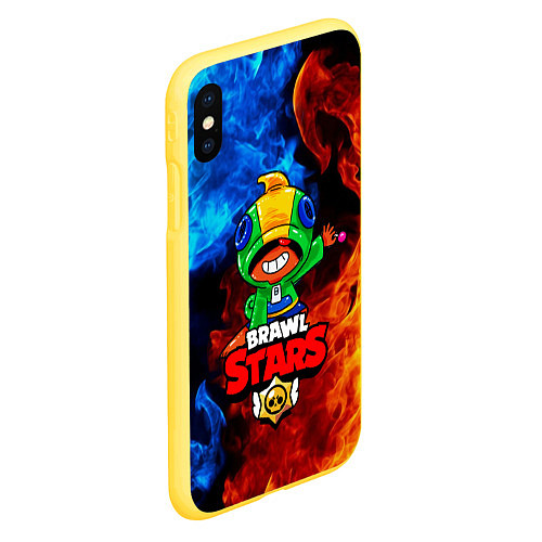 Чехол iPhone XS Max матовый Brawl Stars LEON / 3D-Желтый – фото 2