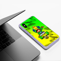 Чехол iPhone XS Max матовый Brawl Stars LEON, цвет: 3D-светло-сиреневый — фото 2