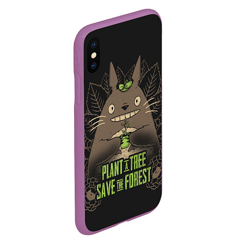 Чехол iPhone XS Max матовый Plant a tree Save the forest / 3D-Фиолетовый – фото 2