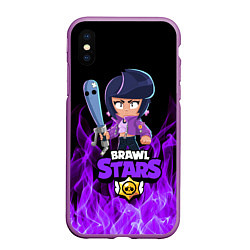 Чехол iPhone XS Max матовый BRAWL STARS BIBI, цвет: 3D-фиолетовый