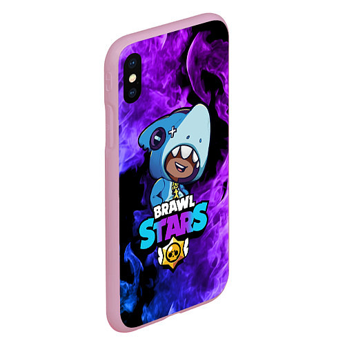 Чехол iPhone XS Max матовый Brawl Stars LEON SHARK / 3D-Розовый – фото 2