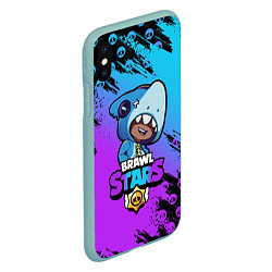 Чехол iPhone XS Max матовый Brawl Stars LEON SHARK, цвет: 3D-мятный — фото 2