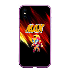 Чехол iPhone XS Max матовый Brawl Stars Мах, цвет: 3D-фиолетовый