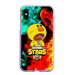 Чехол iPhone XS Max матовый Brawl Stars SALLY LEON, цвет: 3D-сиреневый