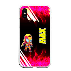 Чехол iPhone XS Max матовый Brawl Stars Мах, цвет: 3D-белый