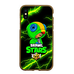 Чехол iPhone XS Max матовый BRAWL STARS LEON, цвет: 3D-коричневый