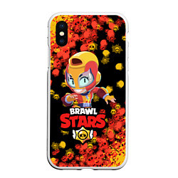 Чехол iPhone XS Max матовый BRAWL STARS MAX, цвет: 3D-белый