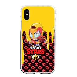 Чехол iPhone XS Max матовый BRAWL STARS MAX, цвет: 3D-белый