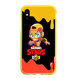 Чехол iPhone XS Max матовый BRAWL STARS MAX, цвет: 3D-желтый