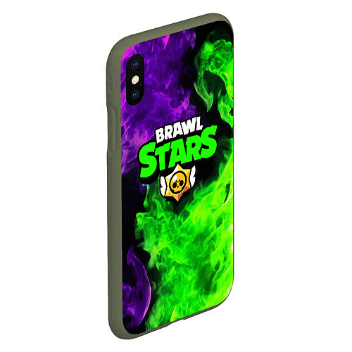 Чехол iPhone XS Max матовый BRAWL STARS / 3D-Темно-зеленый – фото 2