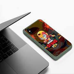 Чехол iPhone XS Max матовый BRAWL STARS MAX, цвет: 3D-темно-зеленый — фото 2