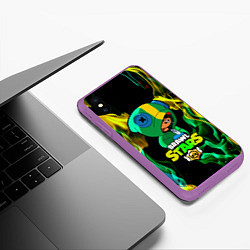 Чехол iPhone XS Max матовый Brawl Stars LEON, цвет: 3D-фиолетовый — фото 2