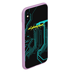 Чехол iPhone XS Max матовый Cyberpunk 2077, цвет: 3D-сиреневый — фото 2