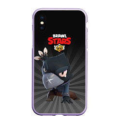 Чехол iPhone XS Max матовый Brawl Stars Crow, цвет: 3D-светло-сиреневый