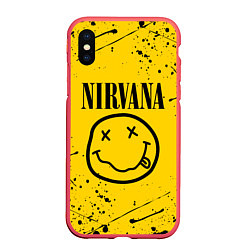 Чехол iPhone XS Max матовый NIRVANA, цвет: 3D-красный