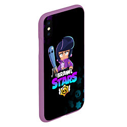 Чехол iPhone XS Max матовый BRAWL STARS BIBI, цвет: 3D-фиолетовый — фото 2