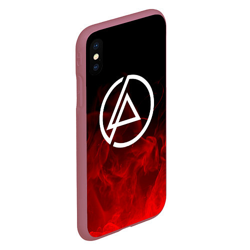 Чехол iPhone XS Max матовый LINKIN PARK / 3D-Малиновый – фото 2