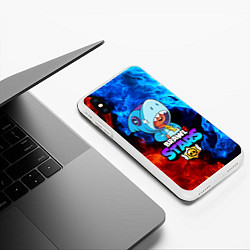 Чехол iPhone XS Max матовый BRAWL STARS LEON SHARK, цвет: 3D-белый — фото 2
