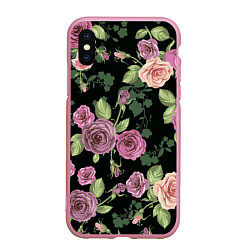 Чехол iPhone XS Max матовый Кусты роз