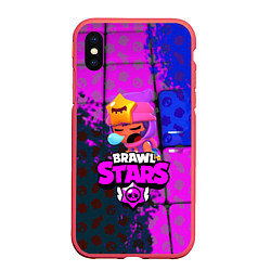 Чехол iPhone XS Max матовый BRAWL STARS СЭНДИ, цвет: 3D-красный