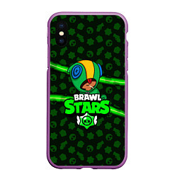 Чехол iPhone XS Max матовый BRAWL STARS LEON, цвет: 3D-фиолетовый