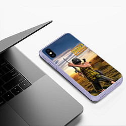Чехол iPhone XS Max матовый PUBG, цвет: 3D-светло-сиреневый — фото 2