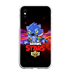 Чехол iPhone XS Max матовый BRAWL STARS LEON, цвет: 3D-белый