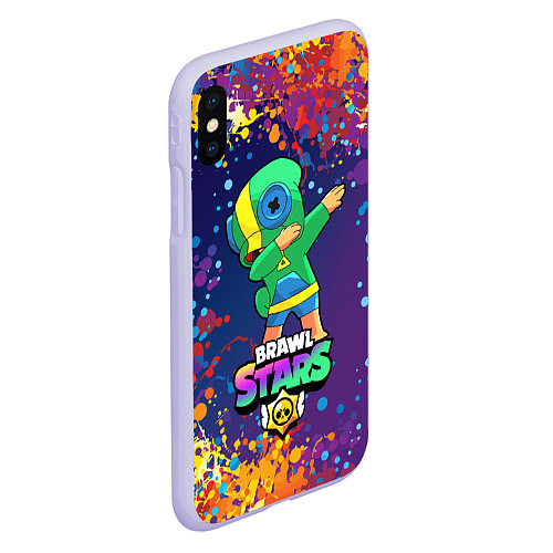 Чехол iPhone XS Max матовый Brawl Stars Leon, Dab / 3D-Светло-сиреневый – фото 2