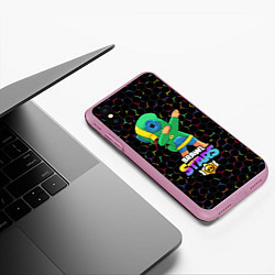 Чехол iPhone XS Max матовый Brawl Stars Leon, Dab, цвет: 3D-розовый — фото 2