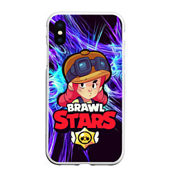 Чехол iPhone XS Max матовый Brawl Stars - Jessie, цвет: 3D-белый