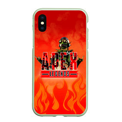 Чехол iPhone XS Max матовый Apex Legends, цвет: 3D-салатовый