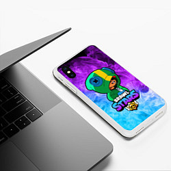 Чехол iPhone XS Max матовый Brawl Stars LEON, цвет: 3D-белый — фото 2