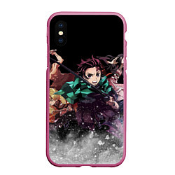 Чехол iPhone XS Max матовый KIMETSU NO YAIBA, цвет: 3D-малиновый