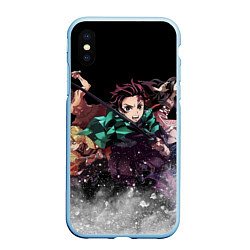 Чехол iPhone XS Max матовый KIMETSU NO YAIBA, цвет: 3D-голубой