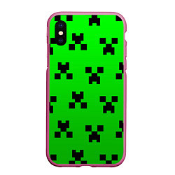 Чехол iPhone XS Max матовый MINECRAFT, цвет: 3D-малиновый