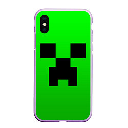 Чехол iPhone XS Max матовый MINECRAFT, цвет: 3D-сиреневый