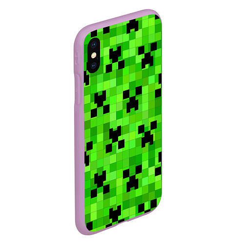 Чехол iPhone XS Max матовый MINECRAFT / 3D-Сиреневый – фото 2