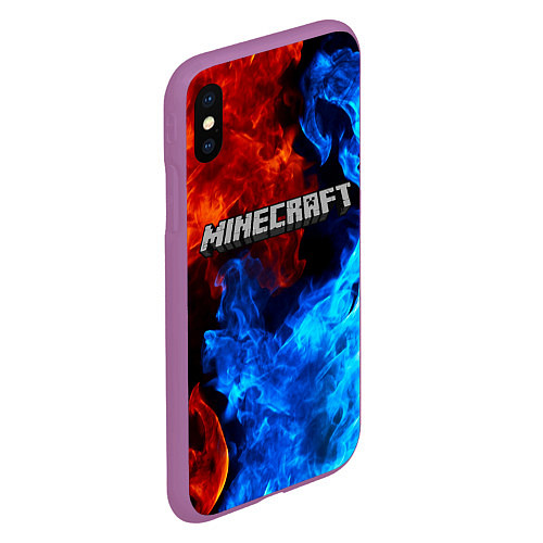 Чехол iPhone XS Max матовый MINECRAFT / 3D-Фиолетовый – фото 2