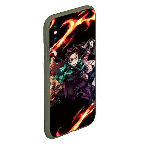 Чехол iPhone XS Max матовый KIMETSU NO YAIBA / 3D-Темно-зеленый – фото 2