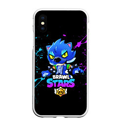 Чехол iPhone XS Max матовый Brawl Stars LEON, цвет: 3D-белый