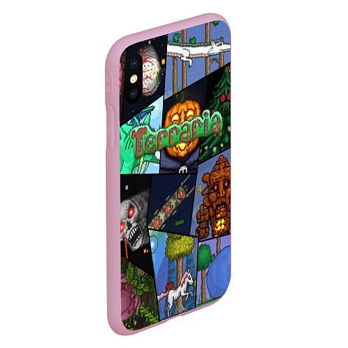 Чехол iPhone XS Max матовый Terraria / 3D-Розовый – фото 2