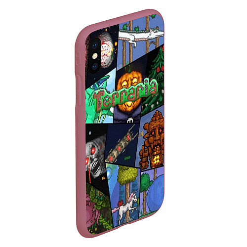 Чехол iPhone XS Max матовый Terraria / 3D-Малиновый – фото 2