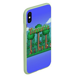 Чехол iPhone XS Max матовый Terraria, цвет: 3D-салатовый — фото 2