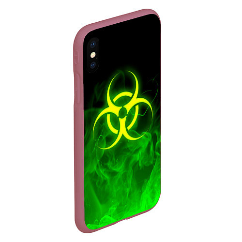 Чехол iPhone XS Max матовый BIOHAZARD / 3D-Малиновый – фото 2