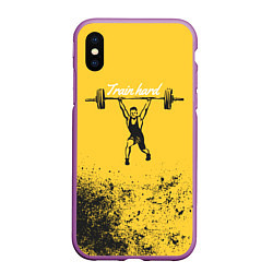 Чехол iPhone XS Max матовый Train hard, цвет: 3D-фиолетовый