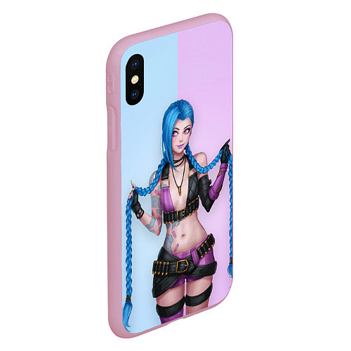 Чехол iPhone XS Max матовый League of Legends Jinx / 3D-Розовый – фото 2