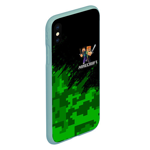 Чехол iPhone XS Max матовый MINECRAFT / 3D-Мятный – фото 2