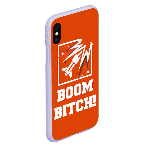 Чехол iPhone XS Max матовый Boom Bitch! / 3D-Светло-сиреневый – фото 2