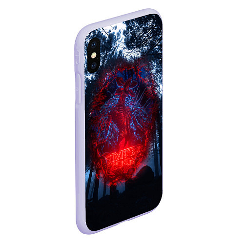 Чехол iPhone XS Max матовый Demogorgon Stranger Things / 3D-Светло-сиреневый – фото 2